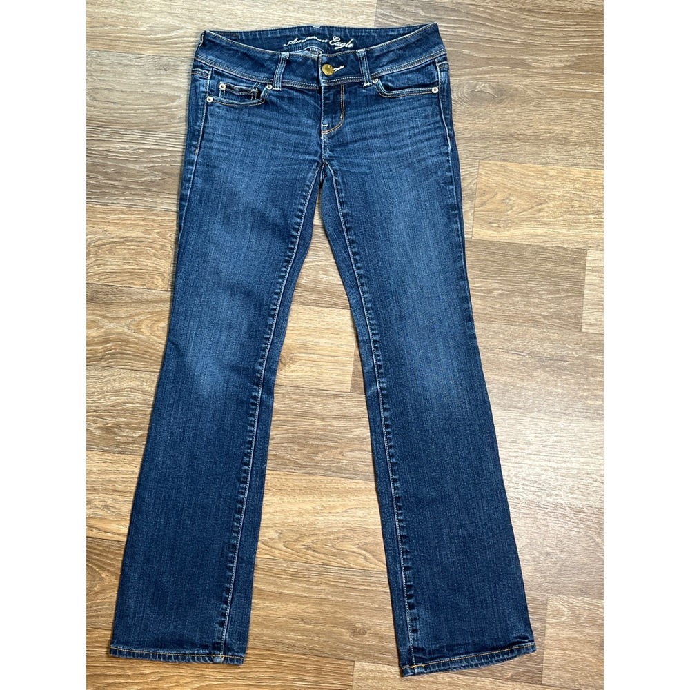 American Eagle Y2K Low Rise Slim Boot Jeans Womens 4 Regular Dark Wash Stretch